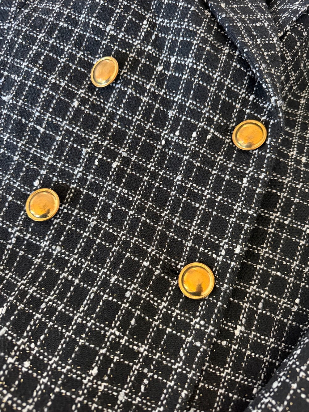 Eloquii Oversized Tweed Double-Breasted Blazer with Gold Buttons - Picture 5 of 6
